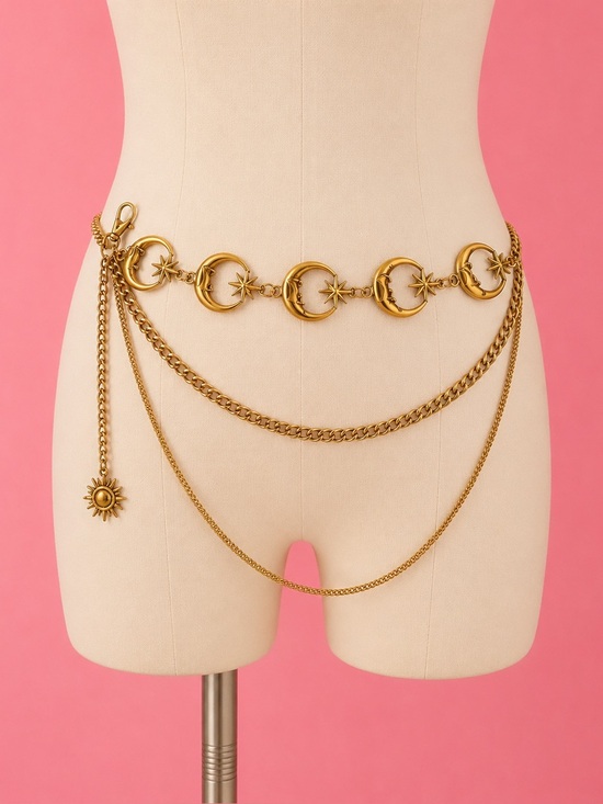 Anthropologie Accessories - Celestial Moon Gold Chain Waist Belt
